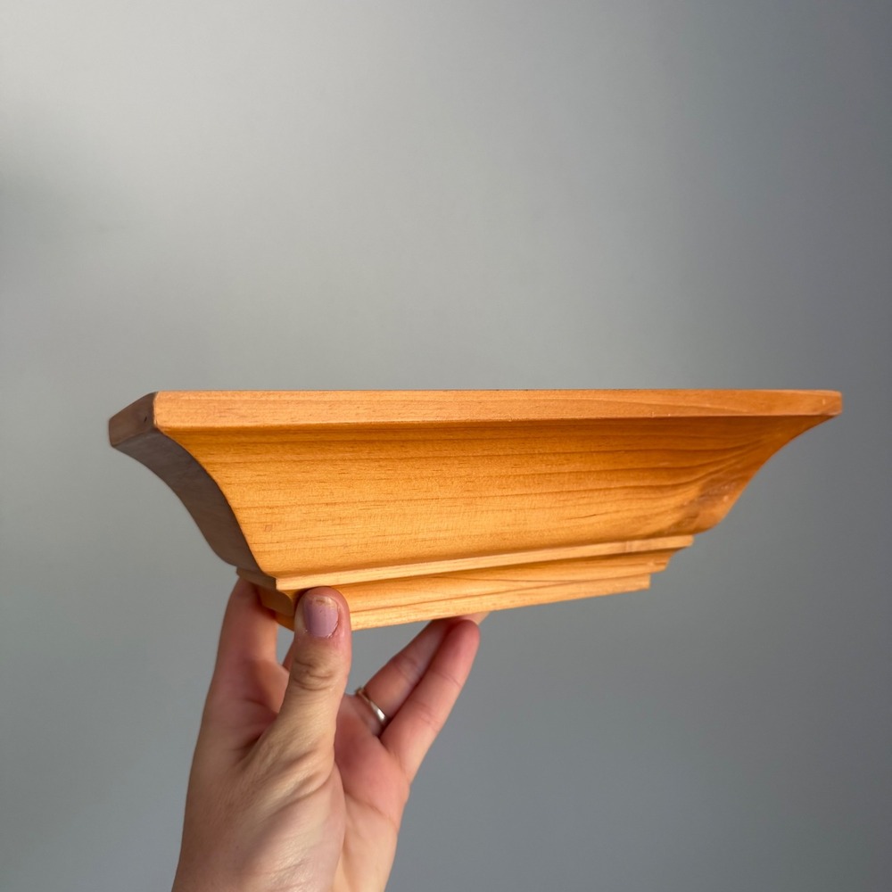 Vintage Small Mini Wood Floating Wall Shelf Ledge Honey Brown 9.5 Inch‎